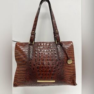 Brahmin Brown Croc-Embossed Leather Bag